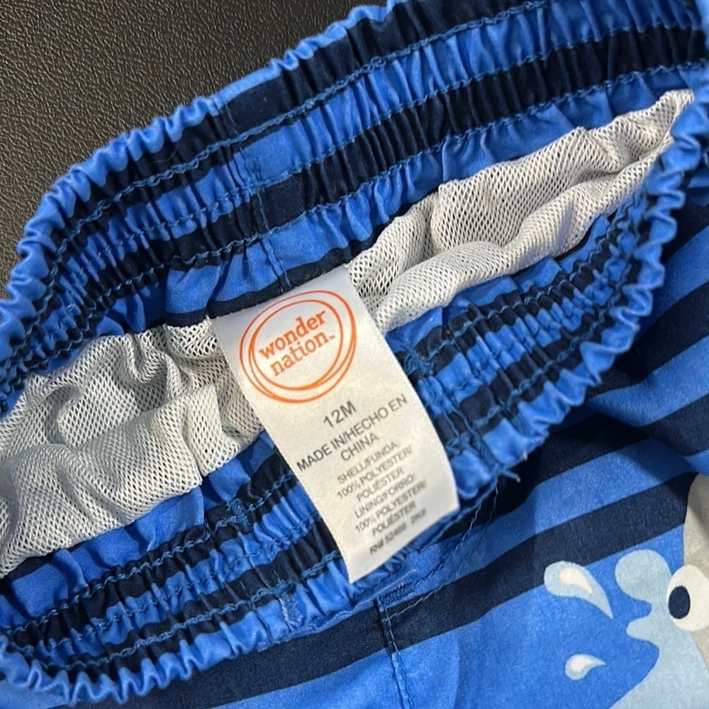 Wonder Nation Blue Kids Shorts with Crab and Shark - Picture 2 of 3